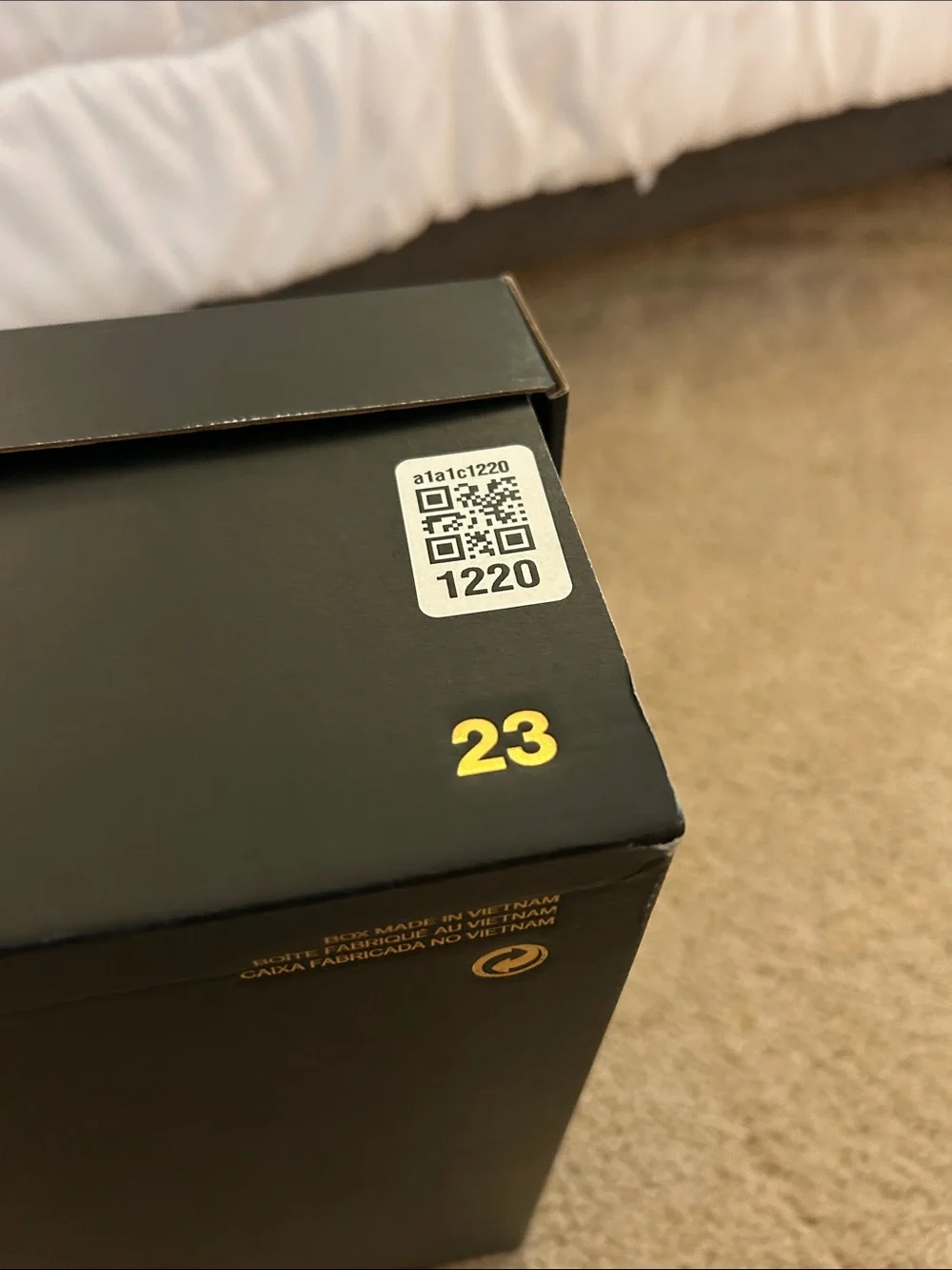 Men’s 12 Jordan Stay Loyal 3 Box Label — Black, Red, Gold